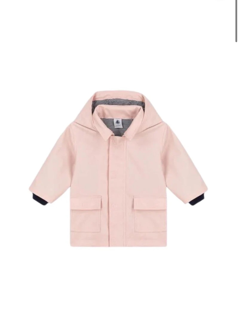 Petit Bateau 🩰 Pink Hooded Raincoat with Striped Lining